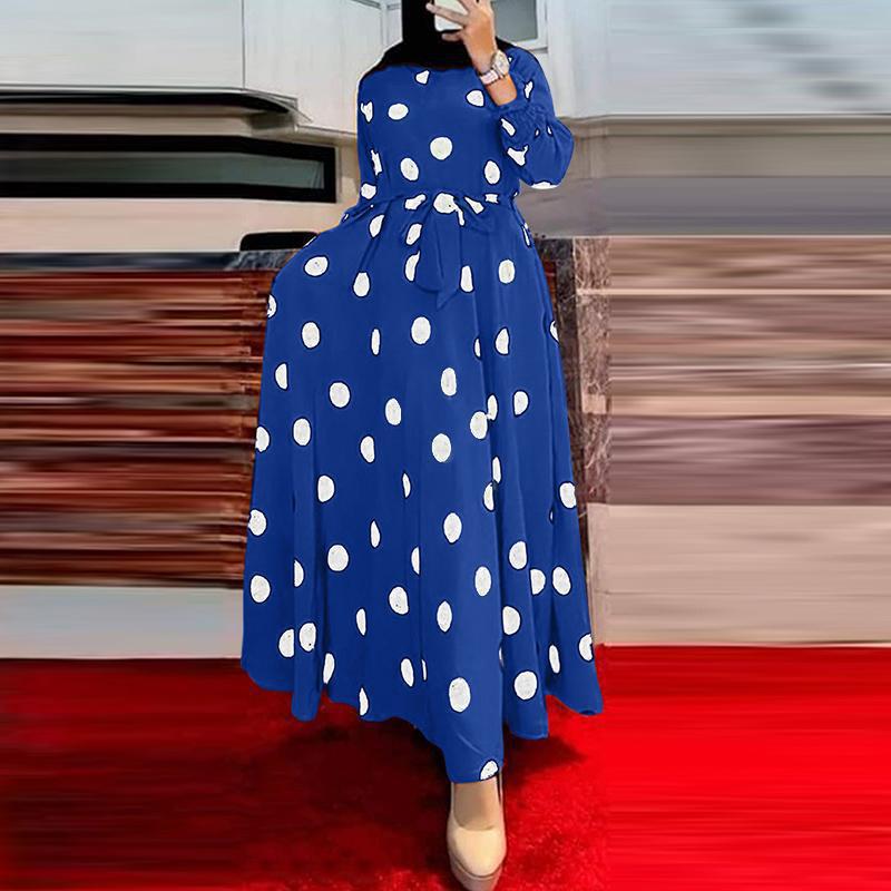 Variant image for Dam Klänning Långärmad Prickig Polyester Midilängd Elegant-11