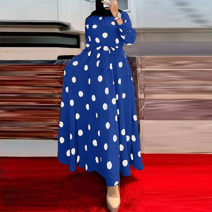 Variant image for Dam Klänning Långärmad Prickig Polyester Midilängd Elegant-11