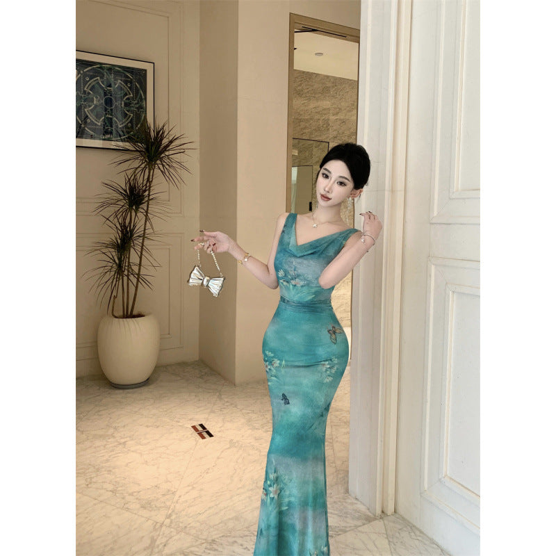 Dam Maxiklänning Halterneck Mesh Polyester Elegant-3