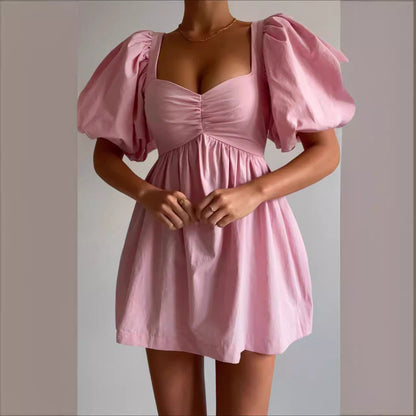 Kvinnors Midjeklänning Veckad A-Line Polyester Mini-2