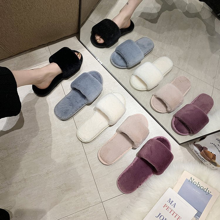 Dam Tofflor i Syntetisk Päls med Bekväm Sula – Mjuk och Stilren Design för Inomhus och Utomhus 5