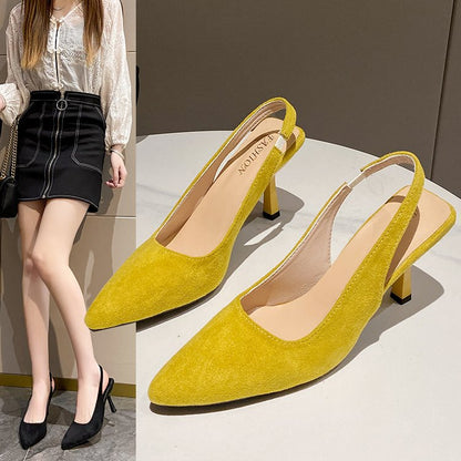 Kvinnor Slingback Skor Spetsig Tå Mocka Blockhäl 3