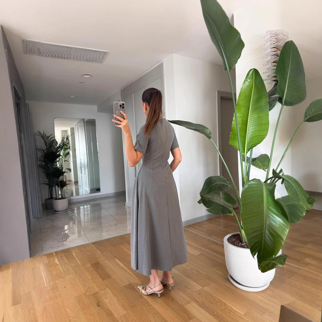 Dam Långklänning Med Midjekonstruktion Enfärgad Polyester-3