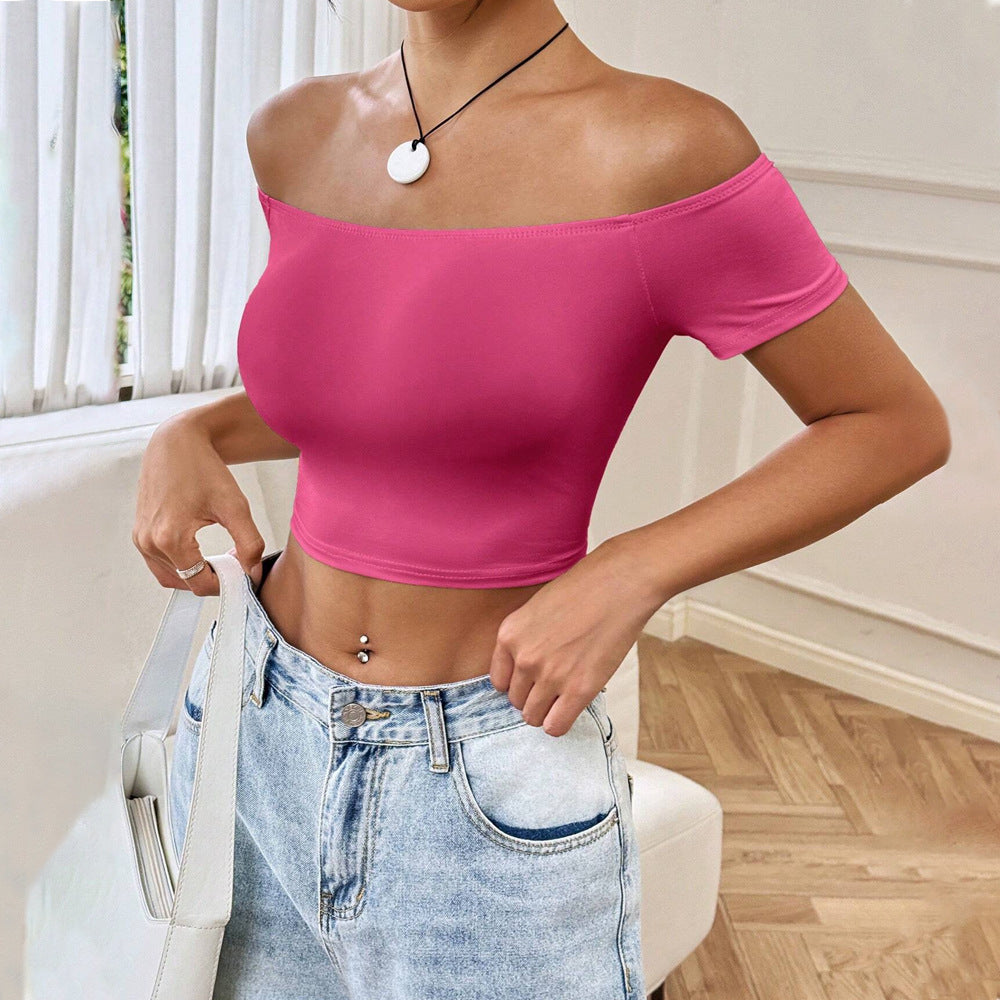 Dam Crop-Top Off-Shoulder Elastiskt 4