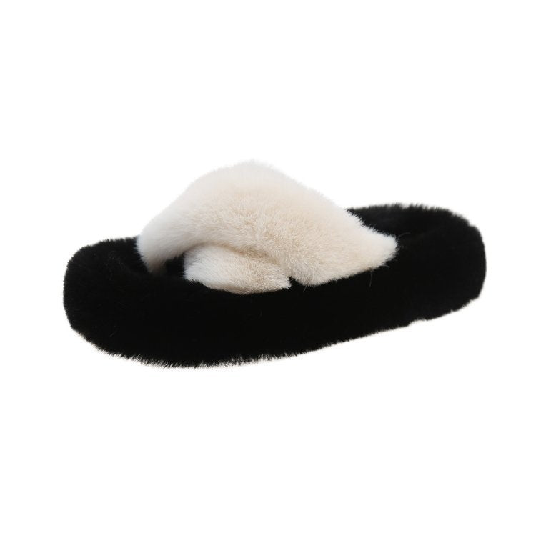 Damtofflor Fluffiga med Dekorativ Päls och Dämpande Sula 11