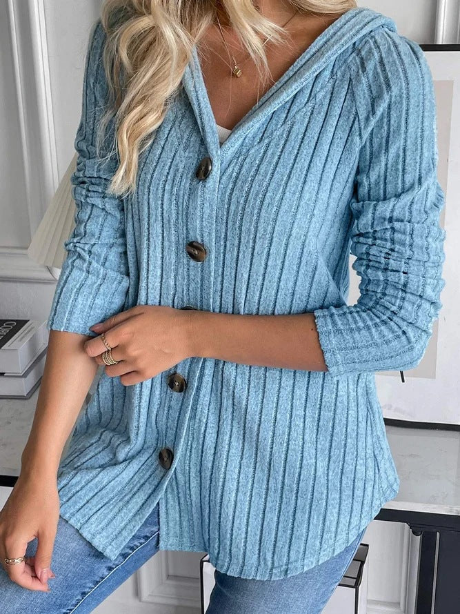 Variant image for Dam Huvtröja Knappdesign Polyester och Bomull-2