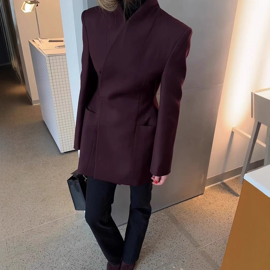 Asymmetrisk Blazerklänning för Kvinnor i Högkvalitativt Tyg – Elegant och Mångsidig för Arbete och Kvällsevenemang 4