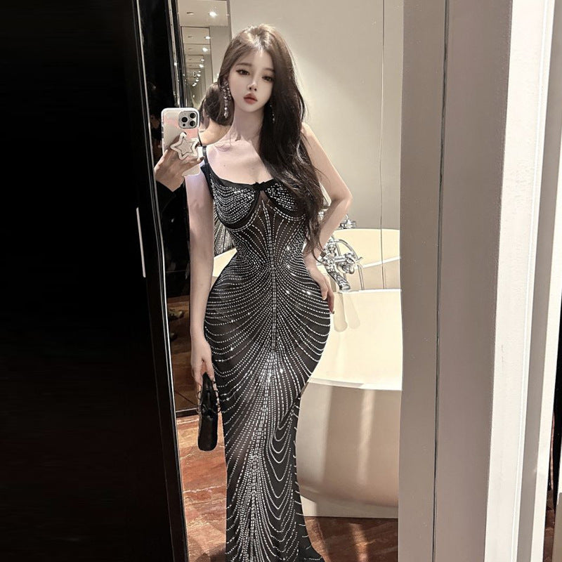 Damklänning Camisole Transparent Nätverk Slim Fit-2