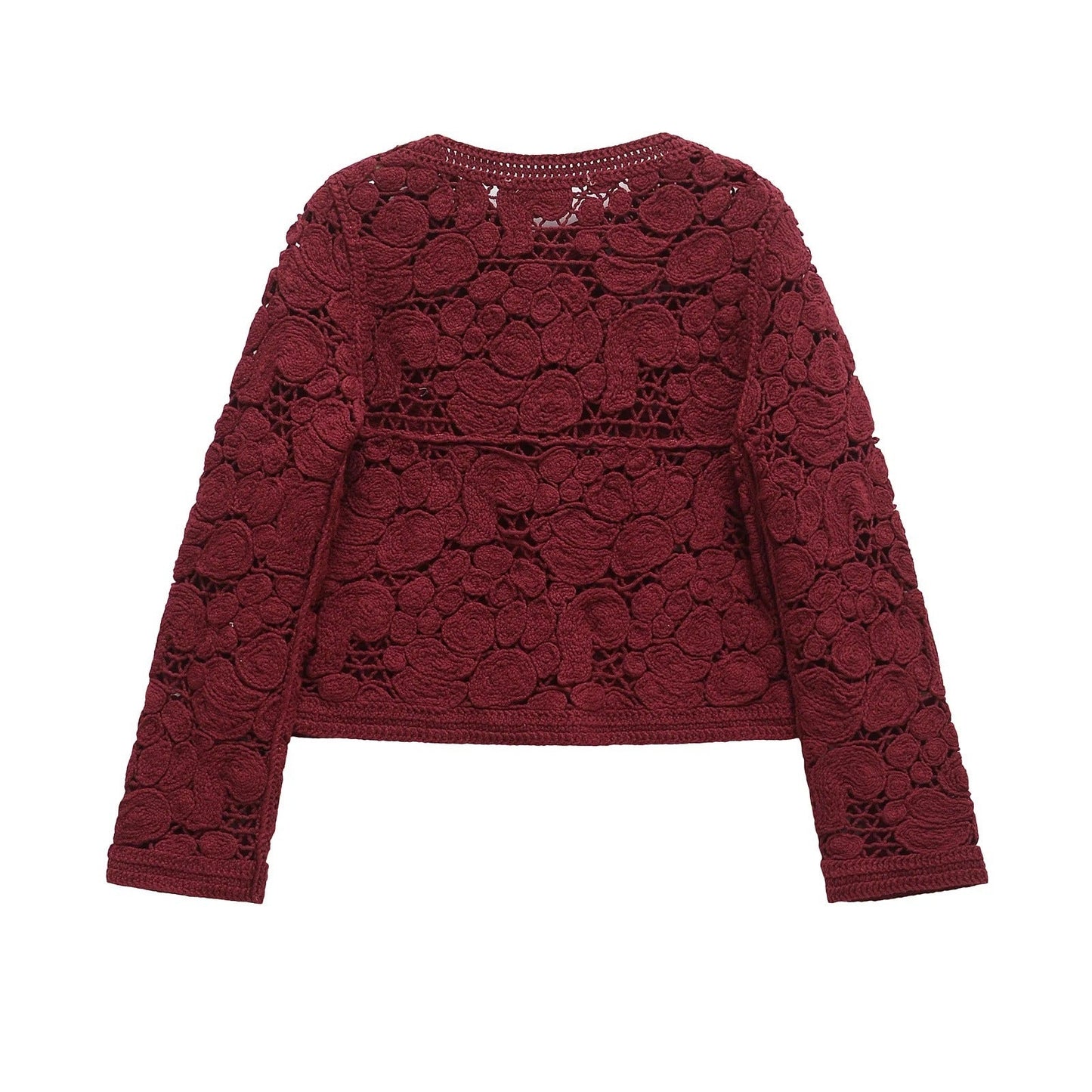Elegante Damen Strickjacke mit Spitzen-Details und Knopfverschluss – Vielseitige Cardigan für Frühling und Herbst 4