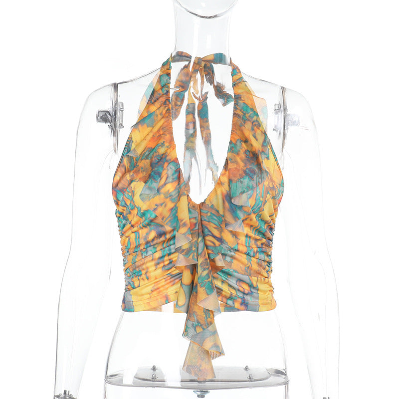 Kvinnors Topp Rüsch Design Lätt Tyg-6