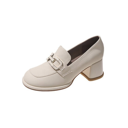 Kvinnor Loafers i Syntetiskt Läder med Distinkt Spänne och Bekväm Blockklack – Mångsidig Design för Vardags och Fest 8