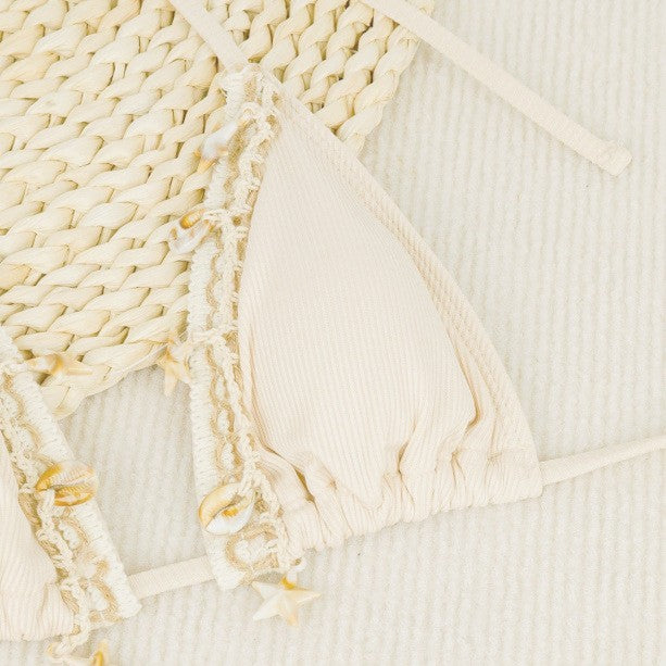 Kvinnors Bikiniset Triangulär Design Elastiskt Material-4