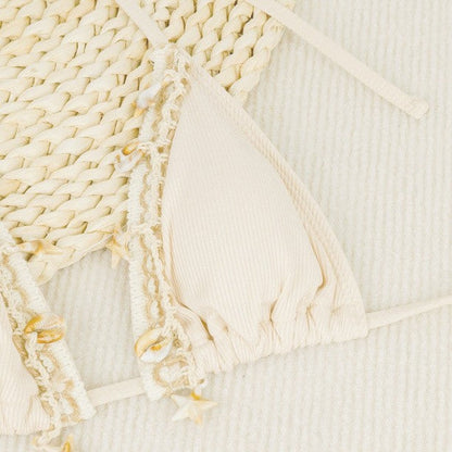 Kvinnors Bikiniset Triangulär Design Elastiskt Material-4