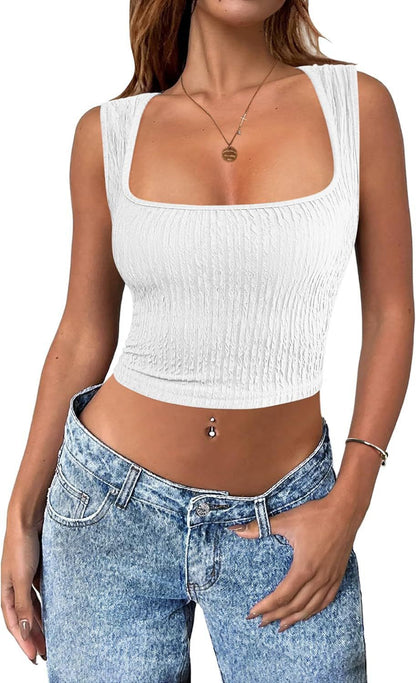 Festtoppar Dam U-Hals Ärmlös Polyester Randig Rutig 10