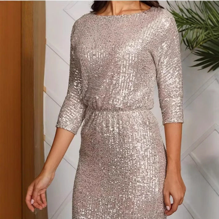 Dam Klänning Tvådelad Mönstrad Polyester Ärmlös Rund Halsringning Medellång-5