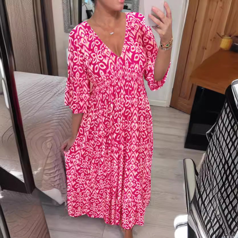 Dam Klänning Elegant Pendelstil Polyester Kort Ärmd-5