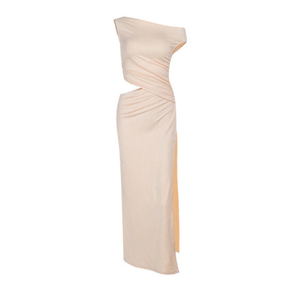 Dam Klänning Maxi Asymmetrisk Design Mjuk Material 6