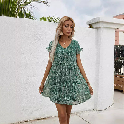 Plus-Size Klänning Dam Enaxlad Chiffon A-Linje för Sommarfest och Bröllop-2