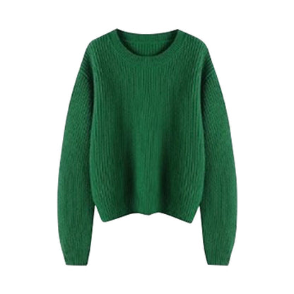 Kvinnors Kort Stickad Topp Långärmad Polyester-5