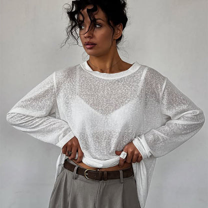 Överdimensionerad Vit Skjorta Dam med V-ringning i Bomull – Trendig Blus för Avslappnad och Elegant Stil 2