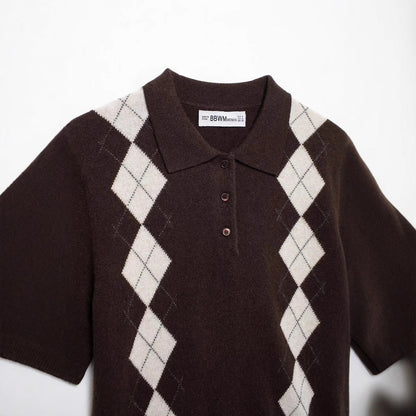 Herr Polo Skjorta Modern Diamantmönster Bomullsmix-3