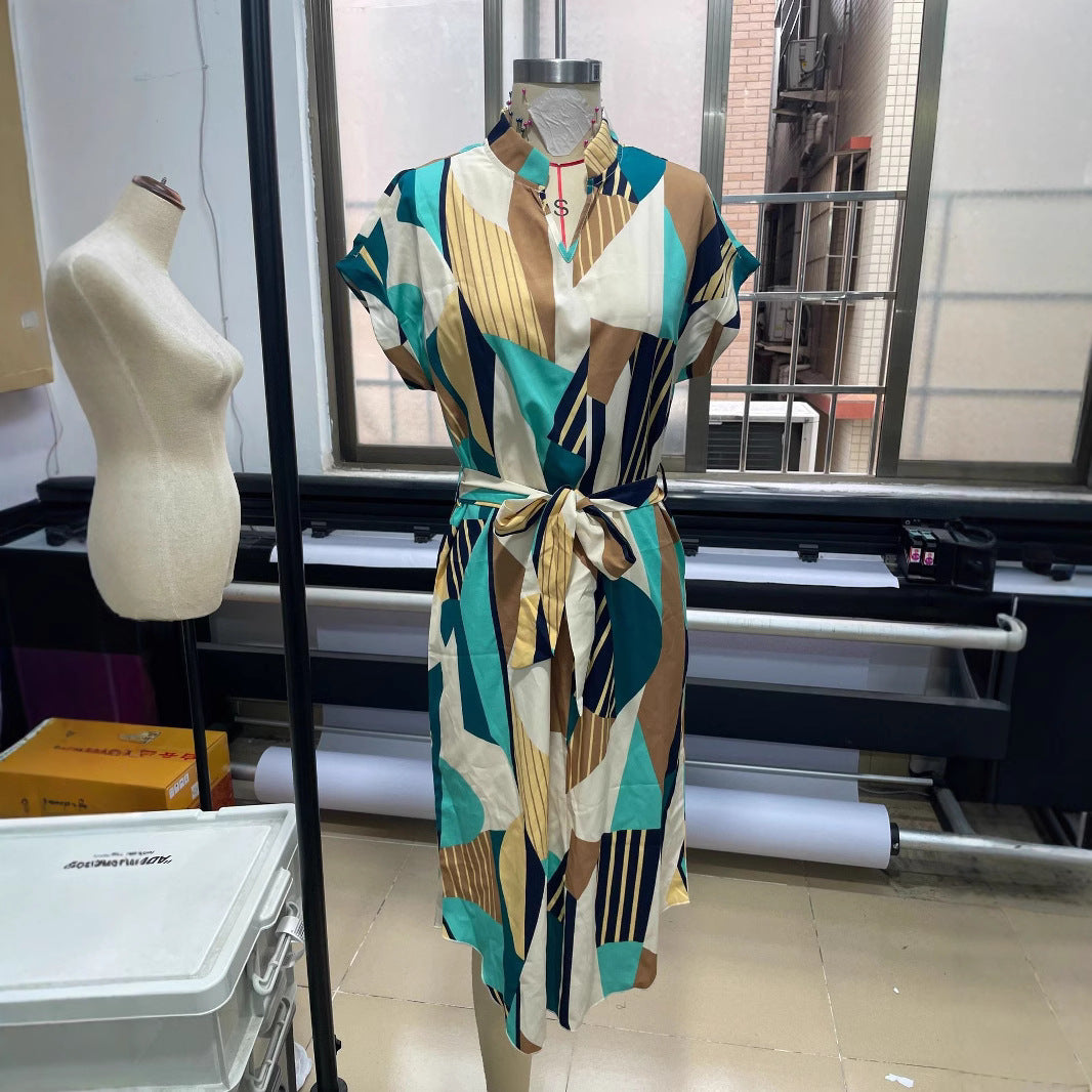 Fina Dam Klänningar Midi V-ringad Blommig Polyester-5