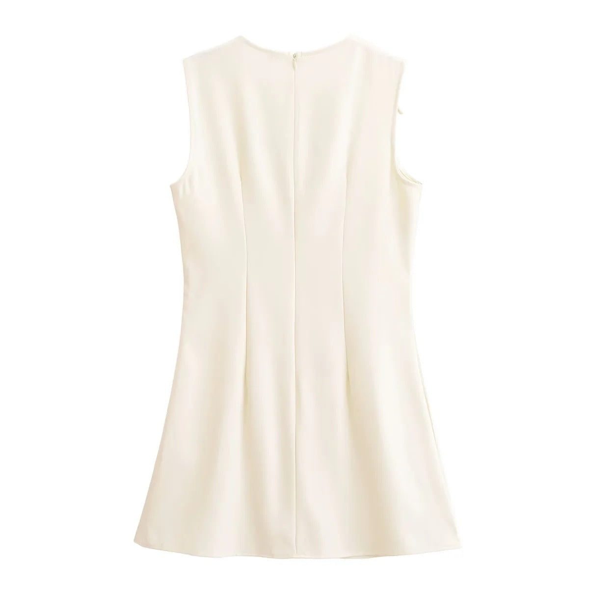 Kvinnors Klänning Cirkulär Halsringning Ärmlös Dekorativa Band Andningsbart Tyg-2