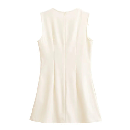 Kvinnors Klänning Cirkulär Halsringning Ärmlös Dekorativa Band Andningsbart Tyg-2