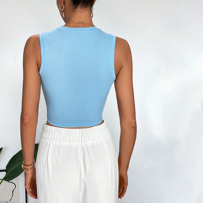 Väst Dam Korsdesign Ribbat Tyg för Elegant och Avslappnad Stil-5