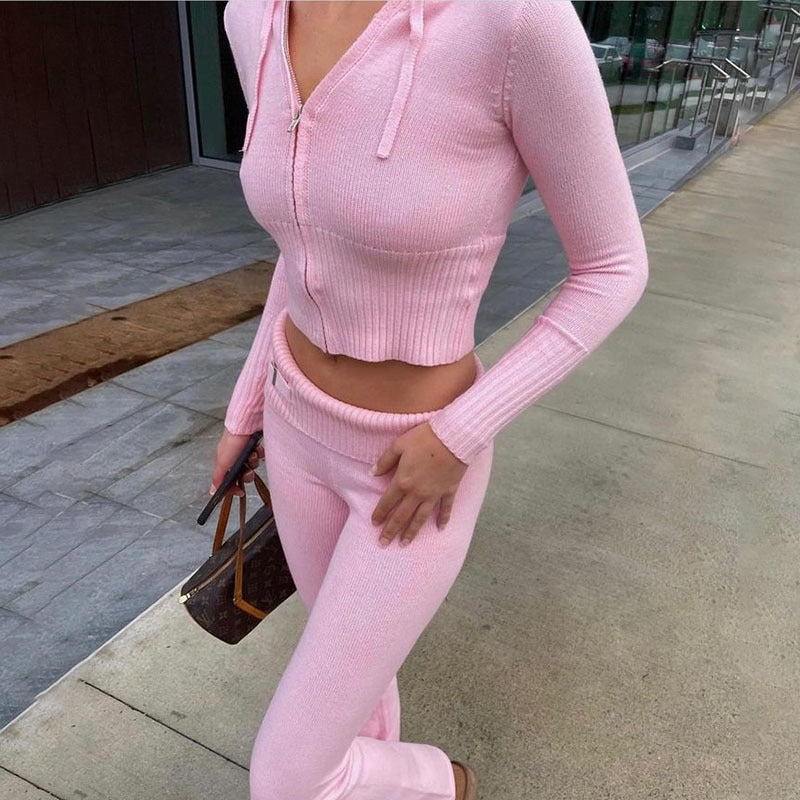 Hög Midja Athleisure Set för Dam med Hoodie och Byxor i Mjuk Polyester – Avslappnad Passform för Träning och Vardagsbruk 5