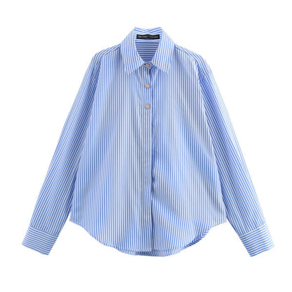 Variant image for Herrskjorta Randig Silke med Knappdetaljer-4