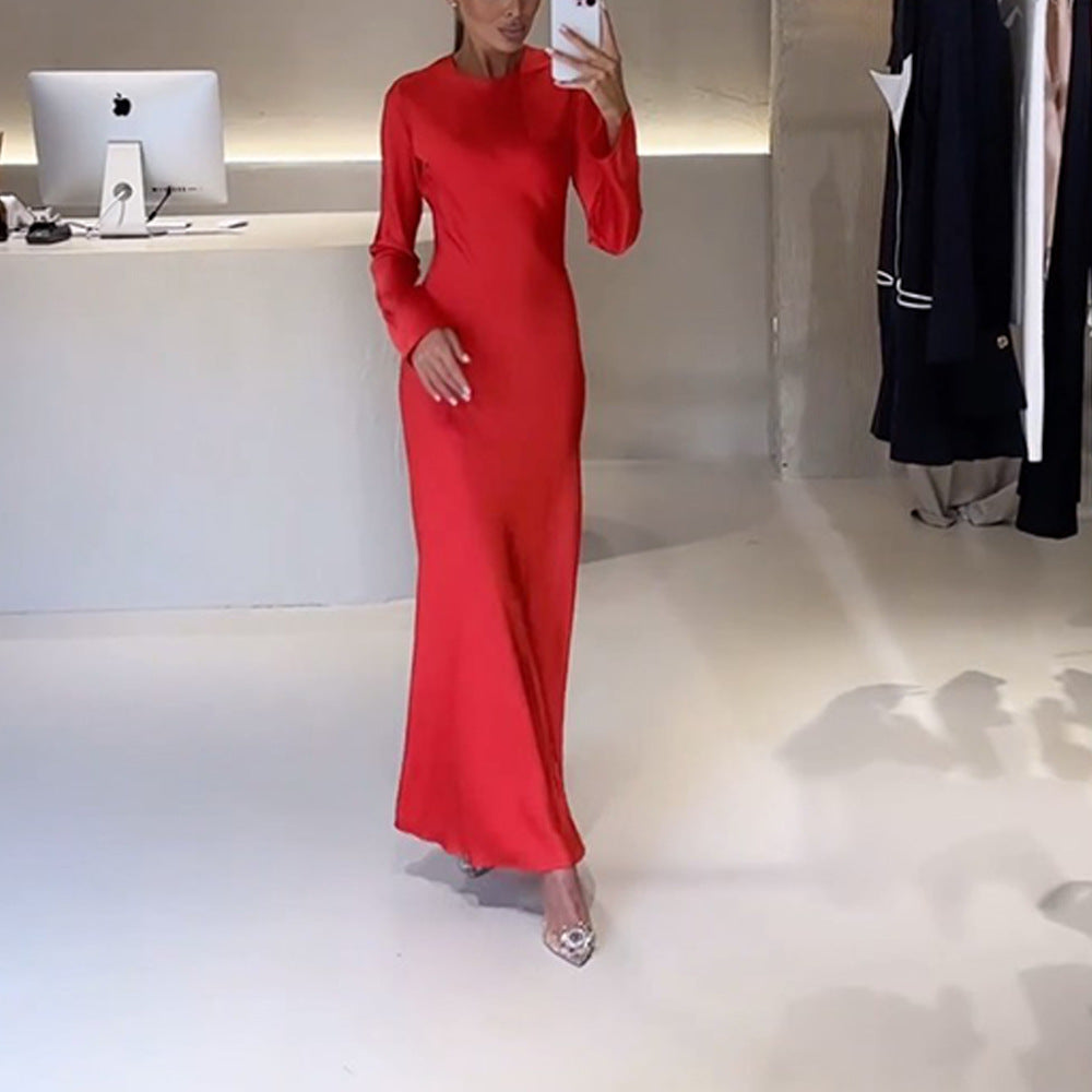 Variant image for Dam Maxiklänning Långärmad Utställd Högkvalitativt Tyg-9