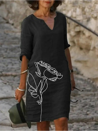 Variant image for Dam Klänning Midi A-Linje V-Hals 100% Polyester-13