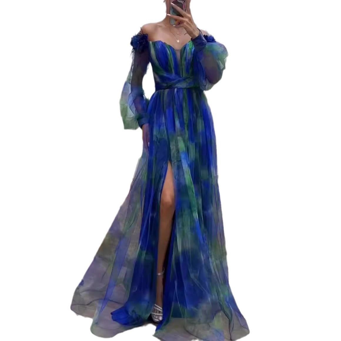 Fina Dam Klänningar A-Linje Blommig Polyester-6