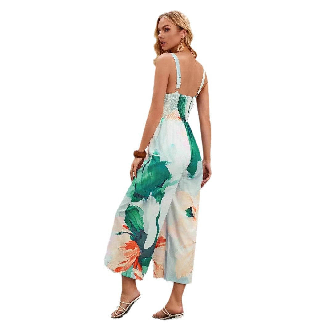 Dam Jumpsuit Långärmad Tryckt Elastisk Tyg-6