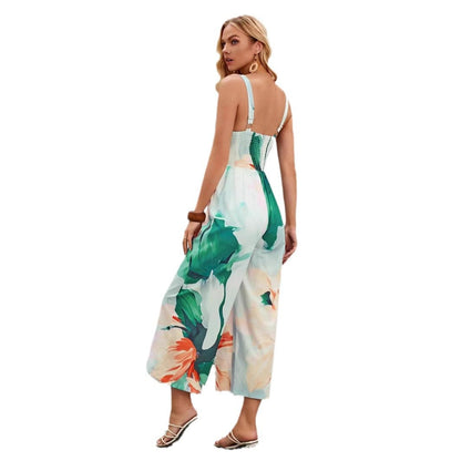 Dam Jumpsuit Långärmad Tryckt Elastisk Tyg-6