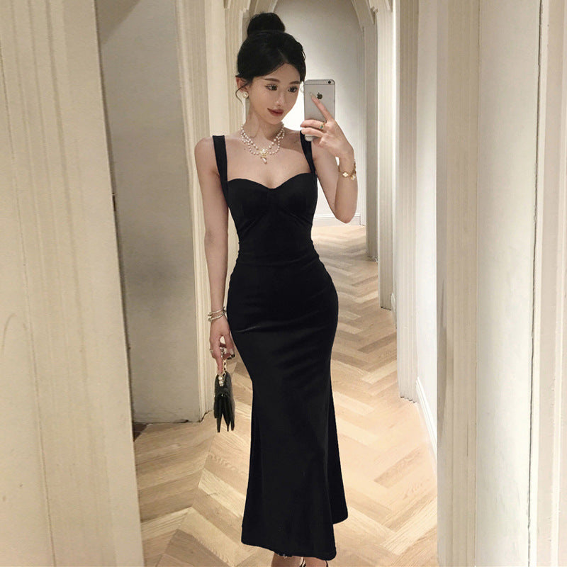 Kvinnors Mermaid Klänning Slim Fit Lång Högkvalitativt Tyg-2