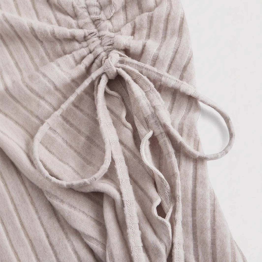 Dam Tröja Oregelbunden Spets Ribbad Polyester Lång Ärme-4