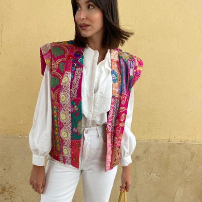 Dam Väst Lapptäckdesign Lätt Tyg-5