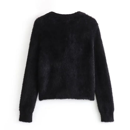 Damkofta med Blommiga Knappar Mjuk Polyester Cirkulär Halsringning 2