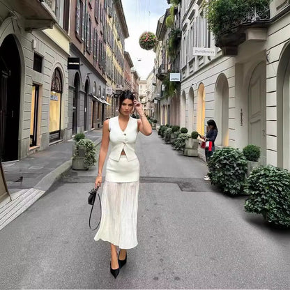 Kjol Dam Elegant Rynkdesign Flödande Material-3