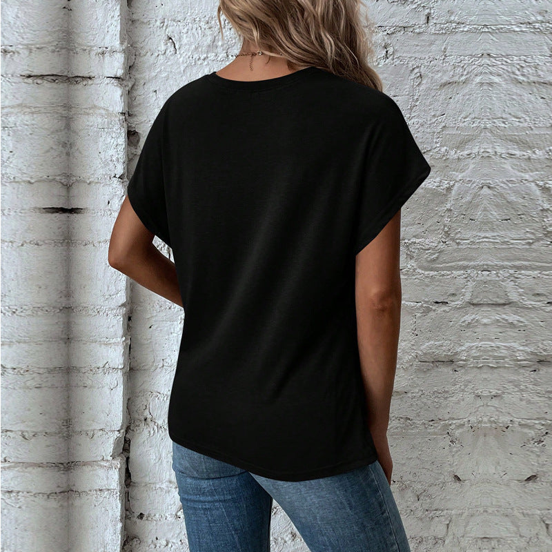 Dam Tröja Oregelbunden Kortärmad Polyester Casual-3