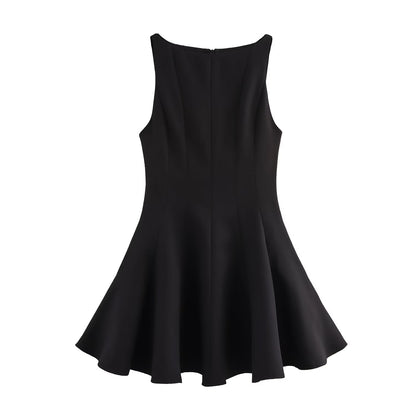 Dam Klänning A-Linjeformad Polyester Rund Hals för Sommarens Festligheter-4