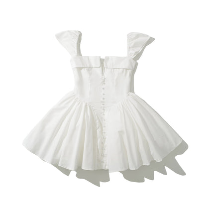 Kvinnors Miniklänning med Puffärmar och Svängande Kjol i Andningsbart Material – Perfekt för Festliga Tillfällen 1