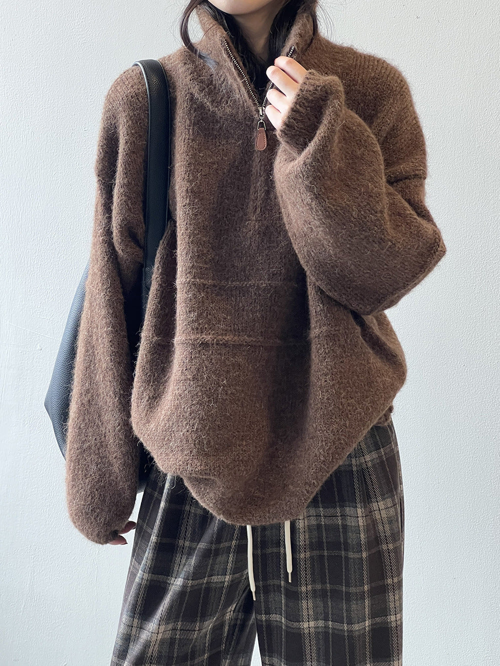 Dam Tröja Halzip Ståkrage Mjuk Blandning 9