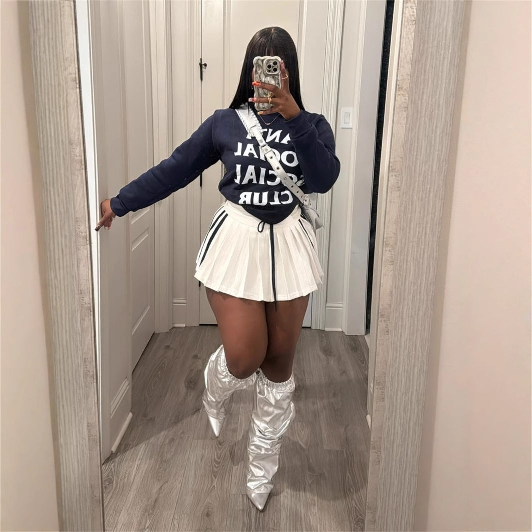 Dam Minikjol Veckad Polyester Spandex-3