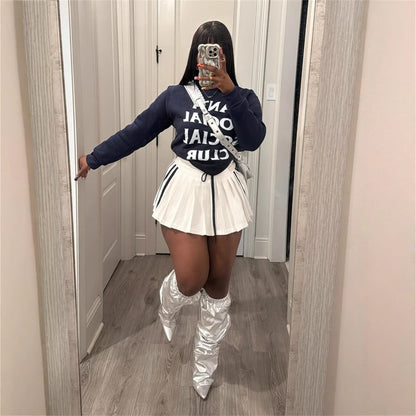 Dam Minikjol Veckad Polyester Spandex-3