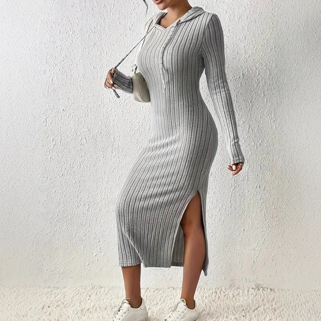 Dam Klänning med Huva Lång Polyester Elegant Casual 4