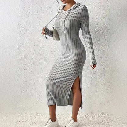 Dam Klänning med Huva Lång Polyester Elegant Casual 4