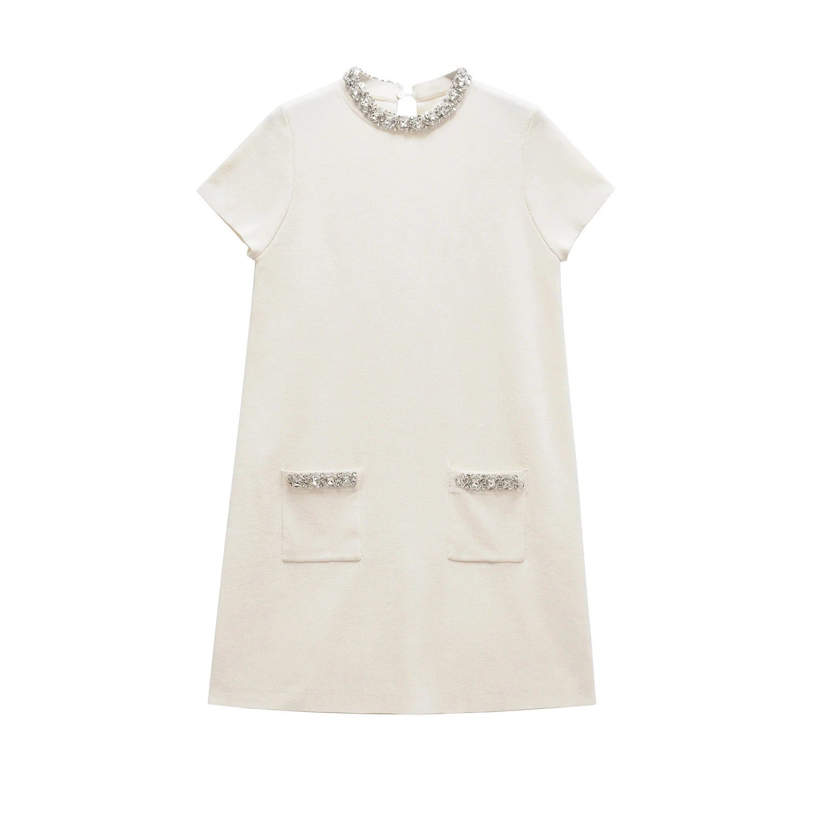 Dam Klänning Elegant Krage med Fickor i Kvalitetsblandning 1